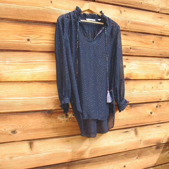 Robert Graham Silk Blend Sheer Boho Top - Picture 3 of 10